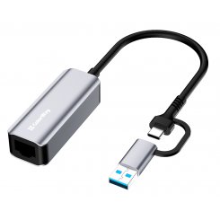 Мережева карта ColorWay USB-A/USB-С 3.0 to RJ45 Gigabit Ethernet (CW-AD-CRG) Gray