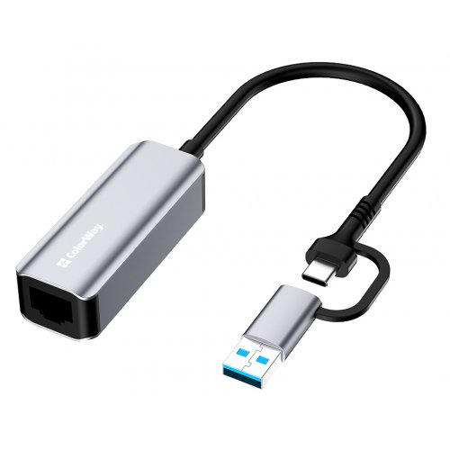 Сетевая карта ColorWay USB-A/USB-С 3.0 to RJ45 Gigabit Ethernet (CW-AD-CRG) Gray купить в Украине: Киев, Днепр, Харьков, Одесса  | Низкая цена, отзывы, характеристики от TELEMART фото
