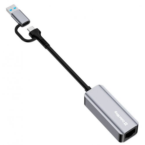 Сетевая карта ColorWay USB-A/USB-С 3.0 to RJ45 Gigabit Ethernet (CW-AD-CRG) Gray купить в Украине: Киев, Днепр, Харьков, Одесса  | Низкая цена, отзывы, характеристики от TELEMART фото