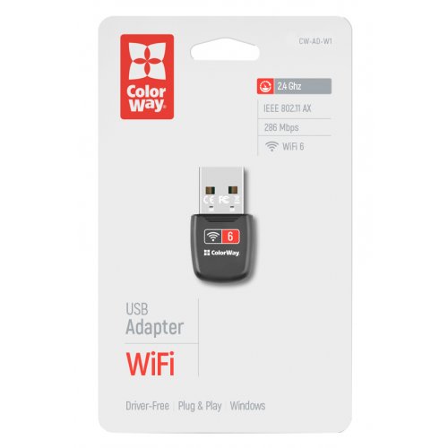 Wi-Fi адаптер ColorWay Wi-Fi 6 (CW-AD-W1) купить в Украине: Киев, Днепр, Харьков, Одесса  | Низкая цена, отзывы, характеристики от TELEMART фото