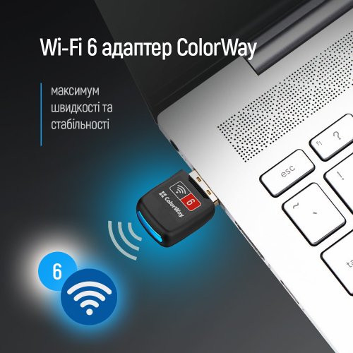Wi-Fi адаптер ColorWay Wi-Fi 6 (CW-AD-W1) купить в Украине: Киев, Днепр, Харьков, Одесса  | Низкая цена, отзывы, характеристики от TELEMART фото