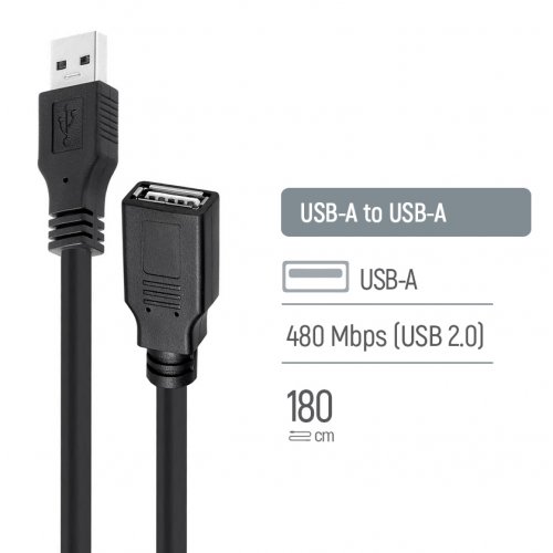 Кабель-подовжувач ColorWay USB 2.0 AM/AF 1.8m (CW-CBUF076-BK) купити в Україні: Київ, Львів, Хмельницький, Тернопіль | Низька ціна, відгуки, характеристики від TELEMART фото