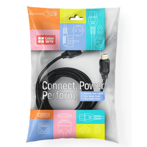 Кабель ColorWay HDMI to HDMI V2.0 4K 10m (CW-CBHD081-BK) купити в Україні: Київ, Львів, Хмельницький, Тернопіль | Низька ціна, відгуки, характеристики від TELEMART фото