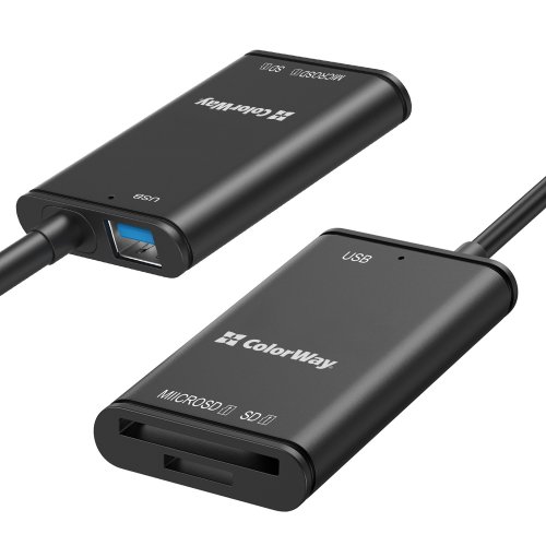 Кардридер ColorWay USB Type-C to USB 3.0/SD/MicroSD (CW-CR-02) купить в Украине: Киев, Днепр, Харьков, Одесса  | Низкая цена, отзывы, характеристики от TELEMART фото