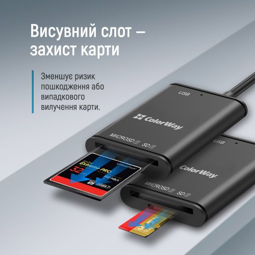 Кардридер ColorWay USB Type-C to USB 3.0/SD/MicroSD (CW-CR-02) купить в Украине: Киев, Днепр, Харьков, Одесса  | Низкая цена, отзывы, характеристики от TELEMART фото
