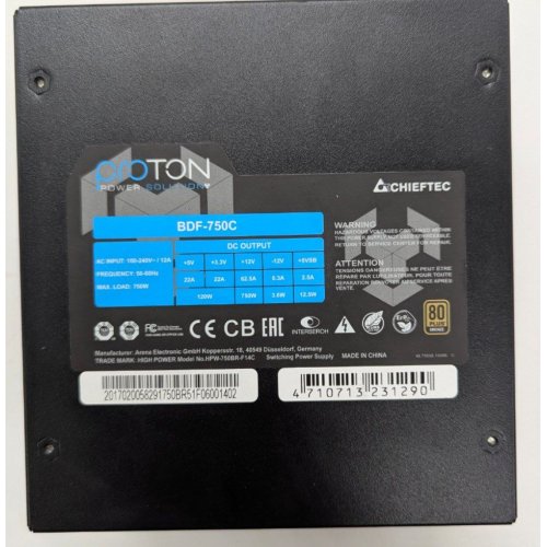 Блок живлення CHIEFTEC Proton 750W (BDF-750C) (Відновлено продавцем, 813187) купити в Україні: Київ, Львів, Хмельницький, Тернопіль | Перевірка сумісності, низька ціна, відгуки, характеристики від TELEMART фото