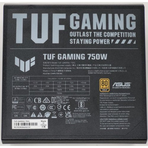 Блок питания Asus TUF Gaming PCIE5 750W (90YE00S3-B0NA00) (Восстановлено продавцом, 813225) купить в Украине: Киев, Днепр, Харьков, Одесса  | Проверка совместимости, низкая цена, отзывы, характеристики от TELEMART фото