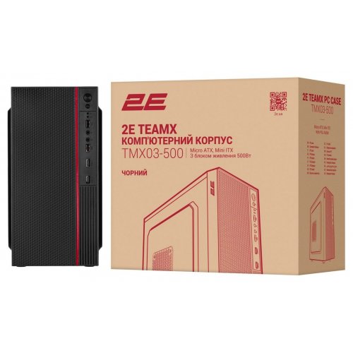 Корпус 2E TeamX TMX03 500W (2E-TMX03-500) Black купити в Україні: Київ, Львів, Хмельницький, Тернопіль | Перевірка сумісності, низька ціна, відгуки, характеристики від TELEMART фото