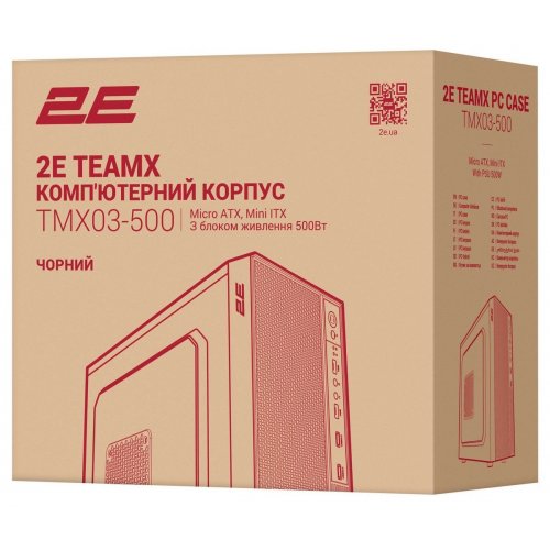 Корпус 2E TeamX TMX03 500W (2E-TMX03-500) Black купити в Україні: Київ, Львів, Хмельницький, Тернопіль | Перевірка сумісності, низька ціна, відгуки, характеристики від TELEMART фото