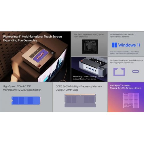 Комп'ютер AYANEO Mini PC AM02 32GB/1TB/R7 8845HS Retro Metal купити в Україні: Київ, Львів, Хмельницький, Тернопіль | Низька ціна, відгуки, характеристики від TELEMART фото
