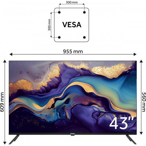 Телевізор Haier 43" H43K801FG Black купити в Україні: Київ, Львів, Хмельницький, Тернопіль | Низька ціна, відгуки, характеристики від TELEMART фото