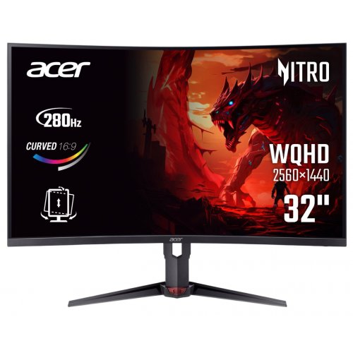 Монитор Acer 31.5" XZ323QUZ1bmiiprx (UM.HX3EE.105) Black купить в Украине: Киев, Днепр, Харьков, Одесса  | Низкая цена, отзывы, характеристики от TELEMART фото