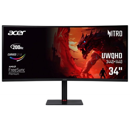Монітор Acer 34" Nitro XV345CURX0bmiipphx (UM.CX5EE.001) Black купити в Україні: Київ, Львів, Хмельницький, Тернопіль, Івано-Франківськ | Низька ціна, відгуки, характеристики від TELEMART фото