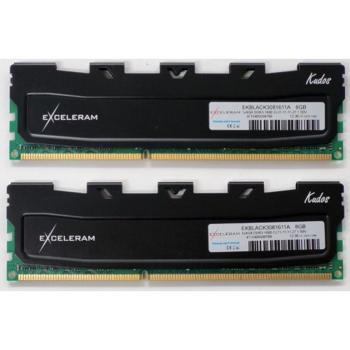 Озу Exceleram DDR3 16GB (2x8GB) 1600Mhz Black Sark (E30207A) (Восстановлено продавцом, 813574) купить в Украине: Киев, Днепр, Харьков, Одесса  | Проверка совместимости, низкая цена, отзывы, характеристики от TELEMART фото