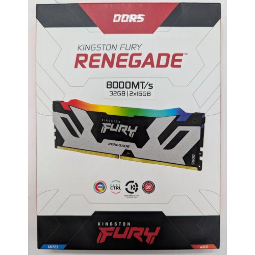 Озп Kingston DDR5 32GB (2x16GB) 8000Mhz FURY Renegade RGB Silver/Black (KF580C38RSAK2-32) (Відновлено продавцем, 813633) купити в Україні: Київ, Львів, Хмельницький, Тернопіль | Перевірка сумісності, низька ціна, відгуки, характеристики від TELEMART фото