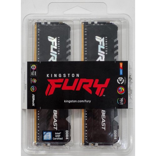 Озп Kingston DDR4 16GB (2x8GB) 3200Mhz FURY Beast RGB Black (KF432C16BBAK2/16) (Відновлено продавцем, 813647) купити в Україні: Київ, Львів, Хмельницький, Тернопіль | Перевірка сумісності, низька ціна, відгуки, характеристики від TELEMART фото
