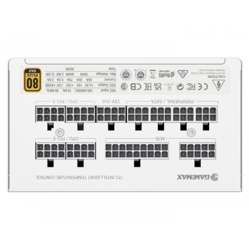 Блок живлення GAMEMAX GX-850 PRO 850W PCIE5.1 (GX-850 PRO WH ATX3.1 PCIE5.1) White купити в Україні: Київ, Львів, Хмельницький, Тернопіль | Перевірка сумісності, низька ціна, відгуки, характеристики від TELEMART фото