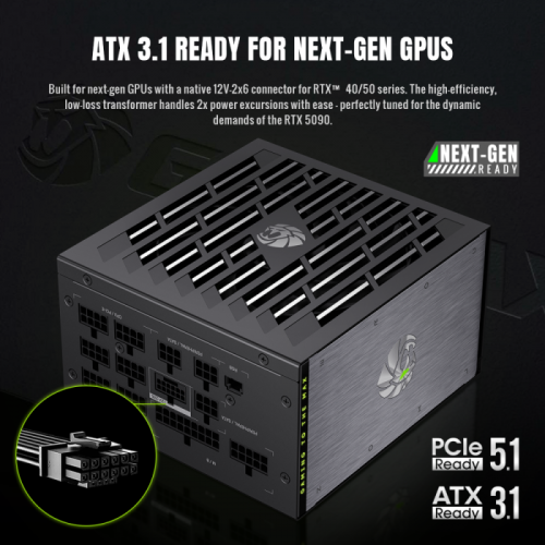 Блок живлення GAMEMAX Lion Core 1000P 1000W PCIE5.1 (LION CORE 1000P) Black купити в Україні: Київ, Львів, Хмельницький, Тернопіль | Перевірка сумісності, низька ціна, відгуки, характеристики від TELEMART фото