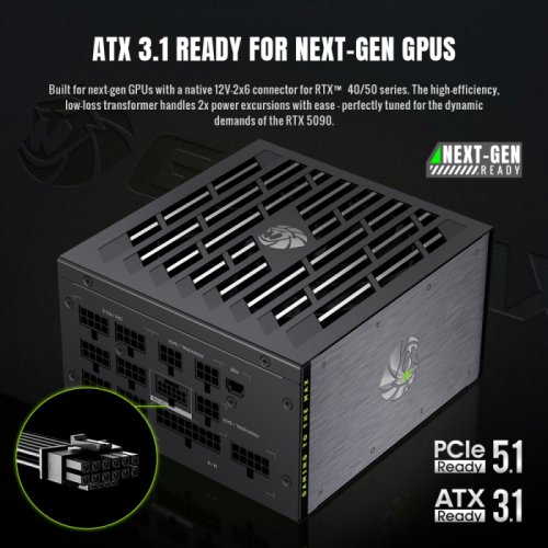Блок живлення GAMEMAX Lion Core 1200P 1200W PCIE5.1 (LION CORE 1200P) Black купити в Україні: Київ, Львів, Хмельницький, Тернопіль | Перевірка сумісності, низька ціна, відгуки, характеристики від TELEMART фото