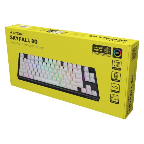Клавіатура HATOR Skyfall 80 Aurum Lemon Wireless (HTK3180UA) White/Black купити в Україні: Київ, Львів, Хмельницький, Тернопіль | Низька ціна, відгуки, характеристики від TELEMART фото