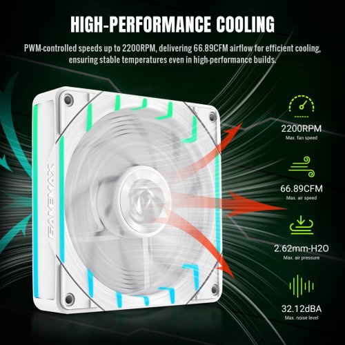 Кулер для корпуса GAMEMAX Tornado T12 ARGB-R (TORNADO T12 ARGB-RW) White купити в Україні: Київ, Львів, Хмельницький, Тернопіль | Перевірка сумісності, низька ціна, відгуки, характеристики від TELEMART фото