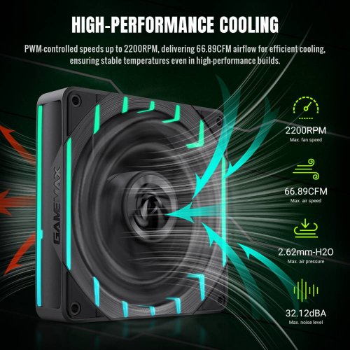 Кулер для корпуса GAMEMAX Tornado T12 ARGB (TORNADO T12 ARGB) Black купить в Украине: Киев, Днепр, Харьков, Одесса  | Проверка совместимости, низкая цена, отзывы, характеристики от TELEMART фото