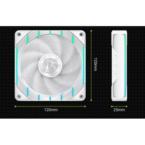 Кулер для корпуса GAMEMAX Tornado T12 ARGB (TORNADO T12 ARGB-W) White купити в Україні: Київ, Львів, Хмельницький, Тернопіль | Перевірка сумісності, низька ціна, відгуки, характеристики від TELEMART фото