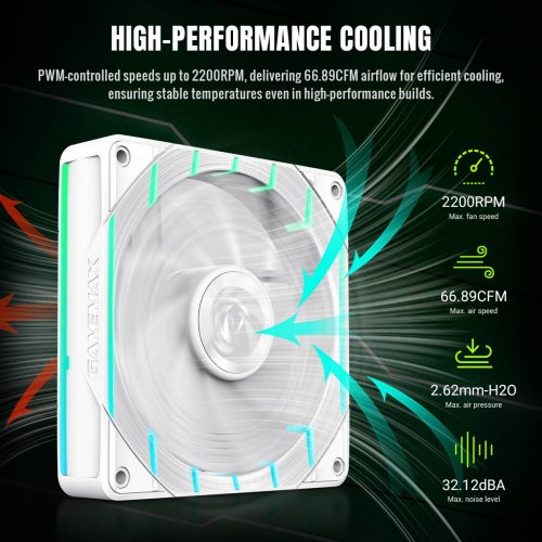 Кулер для корпуса GAMEMAX Tornado T12 ARGB (TORNADO T12 ARGB-W) White купити в Україні: Київ, Львів, Хмельницький, Тернопіль | Перевірка сумісності, низька ціна, відгуки, характеристики від TELEMART фото