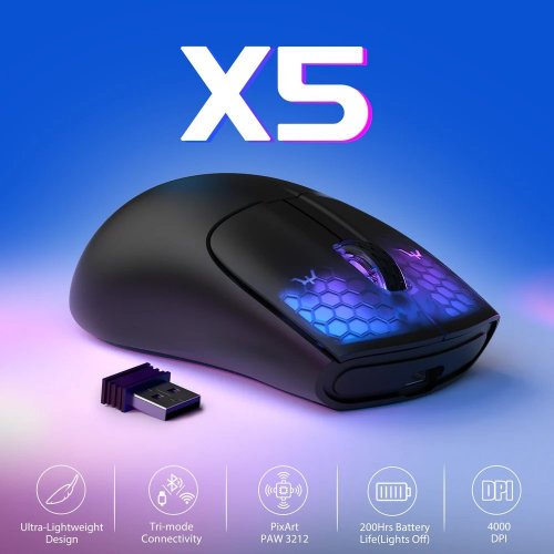 Уценка мышка Attack Shark X5 Wireless (AS-6922456700225-B) Black (Вскрытая упаковка, 814281) купить в Украине: Киев, Днепр, Харьков, Одесса  | Низкая цена, отзывы, характеристики от TELEMART фото