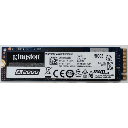 Ssd-диск Kingston A2000 3D NAND 500GB M.2 (2280 PCI-E) NVMe x4 (SA2000M8/500G) (Восстановлено продавцом, 814441) купить в Украине: Киев, Днепр, Харьков, Одесса  | Проверка совместимости, низкая цена, отзывы, характеристики от TELEMART фото