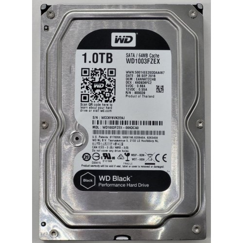 Жесткий диск Western Digital Black 1TB 64MB 3.5" (WD1003FZEX) (Восстановлено продавцом, 814443) купить в Украине: Киев, Днепр, Харьков, Одесса  | Проверка совместимости, низкая цена, отзывы, характеристики от TELEMART фото