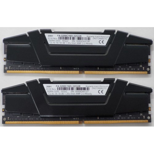 Озп G.Skill DDR4 32GB (2x16GB) 3200Mhz Ripjaws V (F4-3200C16D-32GVK) (Відновлено продавцем, 814449) купити в Україні: Київ, Львів, Хмельницький, Тернопіль | Перевірка сумісності, низька ціна, відгуки, характеристики від TELEMART фото