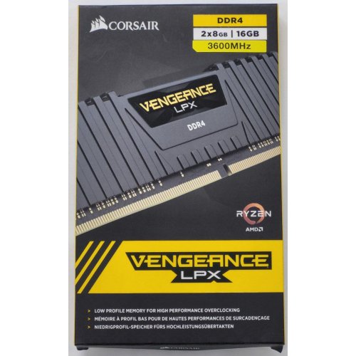 Озп Corsair DDR4 16GB (2x8GB) 3600Mhz Vengeance LPX Black (CMK16GX4M2Z3600C18) (Відновлено продавцем, 814455) купити в Україні: Київ, Львів, Хмельницький, Тернопіль | Перевірка сумісності, низька ціна, відгуки, характеристики від TELEMART фото