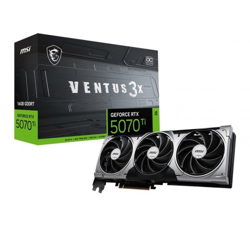 Уцінка відеокарта MSI GeForce RTX 5070 Ti VENTUS 3X OC 16384MB (RTX 5070 Ti 16G VENTUS 3X OC) (Розкрита упаковка, 814830) купити в Україні: Київ, Львів, Хмельницький, Тернопіль | Перевірка сумісності, низька ціна, відгуки, характеристики від TELEMART фото