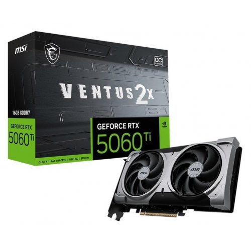 Уценка видеокарта MSI GeForce RTX 5060 Ti VENTUS 2X OC PLUS 16384MB (RTX 5060 Ti 16G VENTUS 2X OC PLUS) (Вскрытая упаковка, 814883) купить в Украине: Киев, Днепр, Харьков, Одесса  | Проверка совместимости, низкая цена, отзывы, характеристики от TELEMART фото