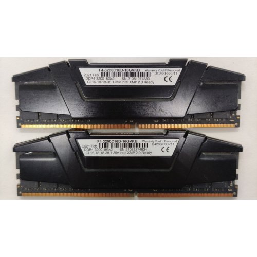 Озп G.Skill DDR4 16GB (2x8GB) 3200Mhz Ripjaws V (F4-3200C16D-16GVKB) (Відновлено продавцем, 814885) купити в Україні: Київ, Львів, Хмельницький, Тернопіль | Перевірка сумісності, низька ціна, відгуки, характеристики від TELEMART фото