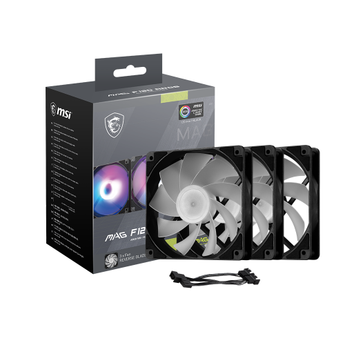 Набір кулерів для корпусу MSI MAG F120 ARGB Reverse 3 in 1 Black купити в Україні: Київ, Львів, Хмельницький, Тернопіль | Перевірка сумісності, низька ціна, відгуки, характеристики від TELEMART фото