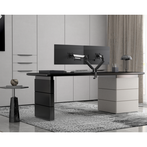 Настольное крепление для двух мониторов Anda Seat Stealth II Duo 17-32" (AD-W-A6D-2S-BW) Black/White купить в Украине: Киев, Днепр, Харьков, Одесса  | Низкая цена, отзывы, характеристики от TELEMART фото