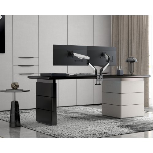 Настольное крепление для двух мониторов Anda Seat Stealth Pro II Duo 17-42" (AD-W-A9-2S-BW) Black/White купить в Украине: Киев, Днепр, Харьков, Одесса  | Низкая цена, отзывы, характеристики от TELEMART фото