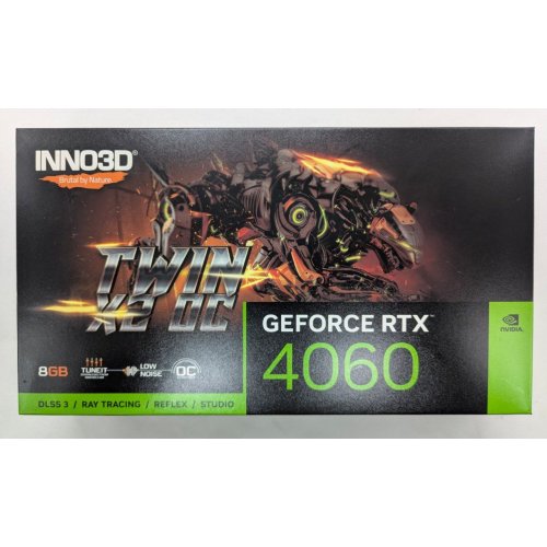 Видеокарта Inno3D GeForce RTX 4060 TWIN X2 OC 8192MB (N40602-08D6X-173051N) (Восстановлено продавцом, 815187) купить в Украине: Киев, Днепр, Харьков, Одесса  | Проверка совместимости, низкая цена, отзывы, характеристики от TELEMART фото