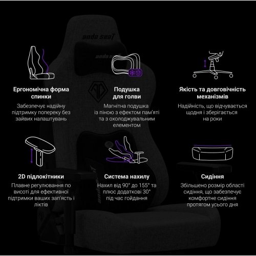 Ігрове крісло Anda Seat Novis Plus XL Fabric (AD23YC-XL-01-GB-F-G04) Dark Grey купити в Україні: Київ, Львів, Хмельницький, Тернопіль, Івано-Франківськ | Низька ціна, відгуки, характеристики від TELEMART фото