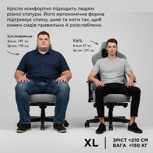 Ігрове крісло Anda Seat Novis Plus XL Fabric (AD23YC-XL-01-GB-F-G04) Dark Grey купити в Україні: Київ, Львів, Хмельницький, Тернопіль, Івано-Франківськ | Низька ціна, відгуки, характеристики від TELEMART фото