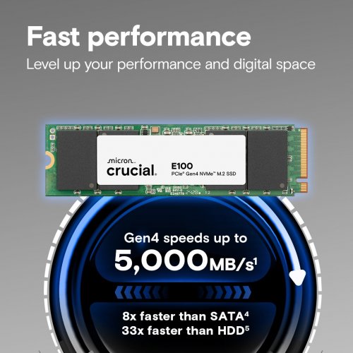 SSD-диск Crucial E100 1TB M.2 (2280 PCI-E) NVMe x4 (CT1000E100SSD8) купити в Україні: Київ, Львів, Хмельницький, Тернопіль | Перевірка сумісності, низька ціна, відгуки, характеристики від TELEMART фото
