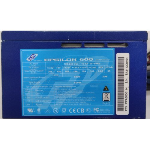 Блок живлення FSP Epsilon 80+ 6000W (EPSILON 80PLUS 600) (Відновлено продавцем, 815525) купити в Україні: Київ, Львів, Хмельницький, Тернопіль | Перевірка сумісності, низька ціна, відгуки, характеристики від TELEMART фото