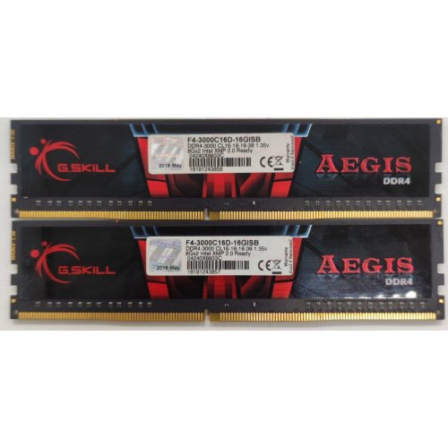 Озу G.Skill DDR4 16GB (2x8GB) 3000Mhz Aegis (F4-3000C16D-16GISB) (Восстановлено продавцом, 815562) купить в Украине: Киев, Днепр, Харьков, Одесса  | Проверка совместимости, низкая цена, отзывы, характеристики от TELEMART фото