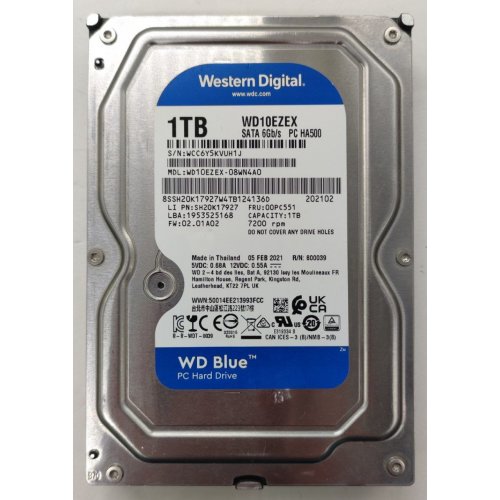 Жесткий диск Western Digital Blue 1TB 64MB 3.5" (WD10EZEX) (Восстановлено продавцом, 815565) купить в Украине: Киев, Днепр, Харьков, Одесса  | Проверка совместимости, низкая цена, отзывы, характеристики от TELEMART фото