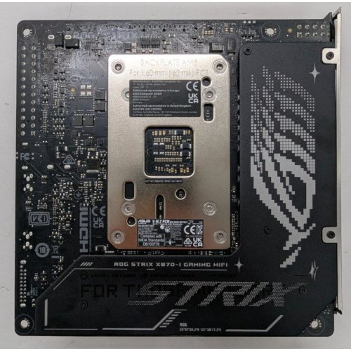 Материнская плата Asus ROG STRIX X870-I GAMING WIFI (sAM5, AMD X870) (Восстановлено продавцом, 815752) купить в Украине: Киев, Днепр, Харьков, Одесса  | Проверка совместимости, низкая цена, отзывы, характеристики от TELEMART фото