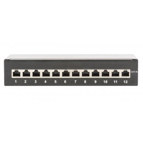 Патч-панель настільна Digitus Cat 6A STP 12 портів (DN-91612SD-EA) купити в Україні: Київ, Львів, Хмельницький, Тернопіль | Низька ціна, відгуки, характеристики від TELEMART фото