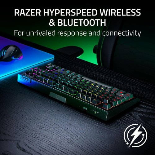 Клавиатура Razer BlackWidow V4 TKL Low Profile Yellow Linear Mechanical Switch (RZ03-05450100-R3M1) Black купить в Украине: Киев, Днепр, Харьков, Одесса  | Низкая цена, отзывы, характеристики от TELEMART фото