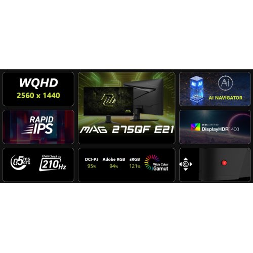 Монитор MSI 27" MAG 275QF E21 Black купить в Украине: Киев, Днепр, Харьков, Одесса  | Низкая цена, отзывы, характеристики от TELEMART фото